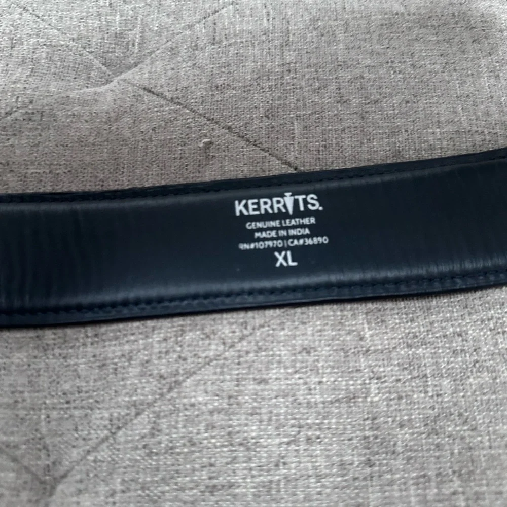 Kerrits XL leather belt blue, brown and grey simple D equestrian belt